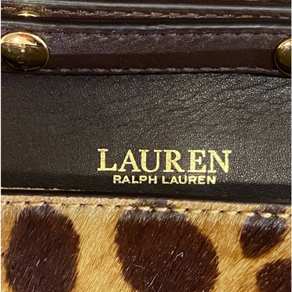 NWOT Lauren Ralph Lauren Leather Calf Hair Leopard Chain Crossbody Tech Bag $225 - Picture 14 of 15